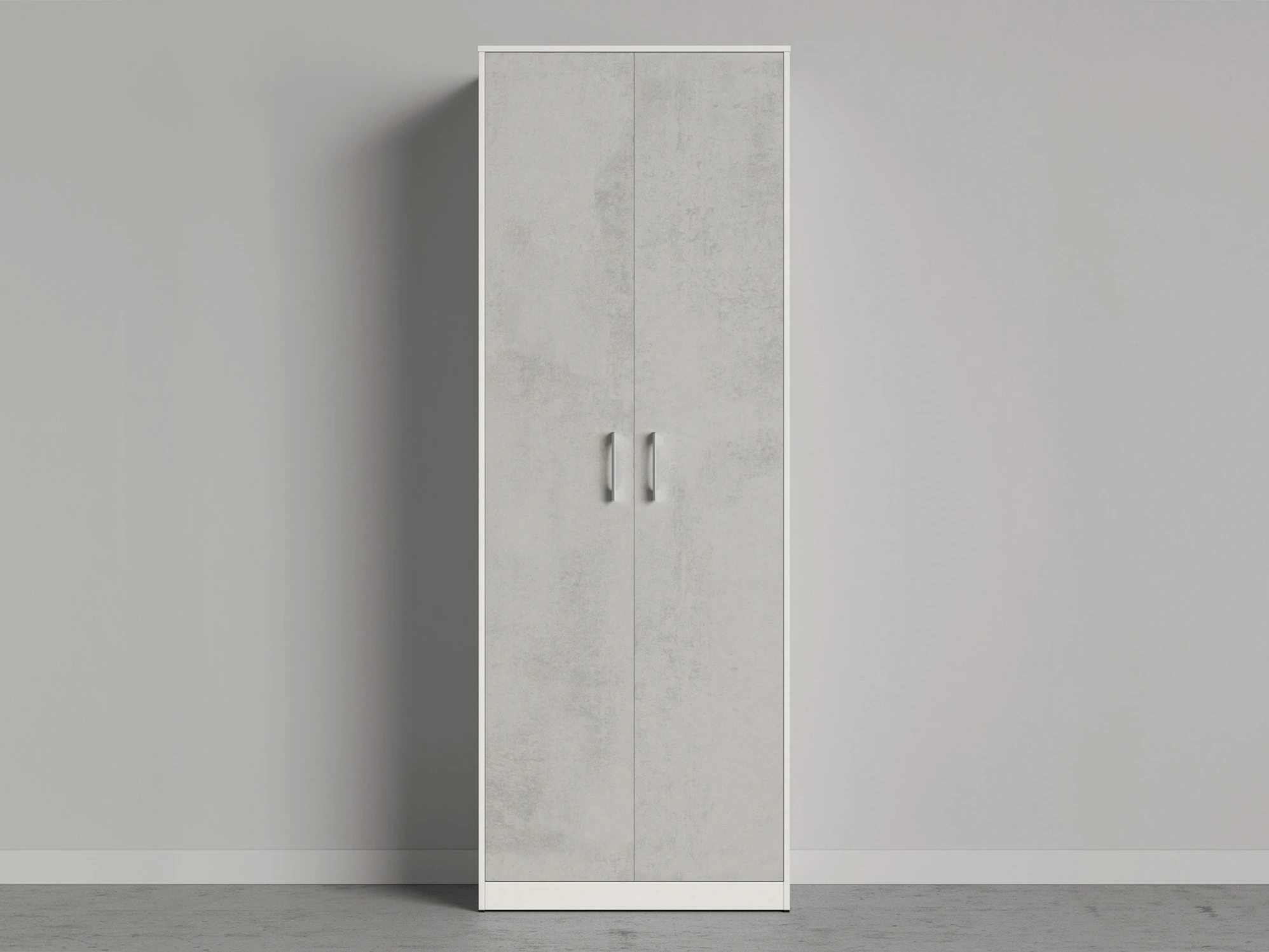 1 Closet 80x200 cm (Standard 45 cm depth) White / Concrete 