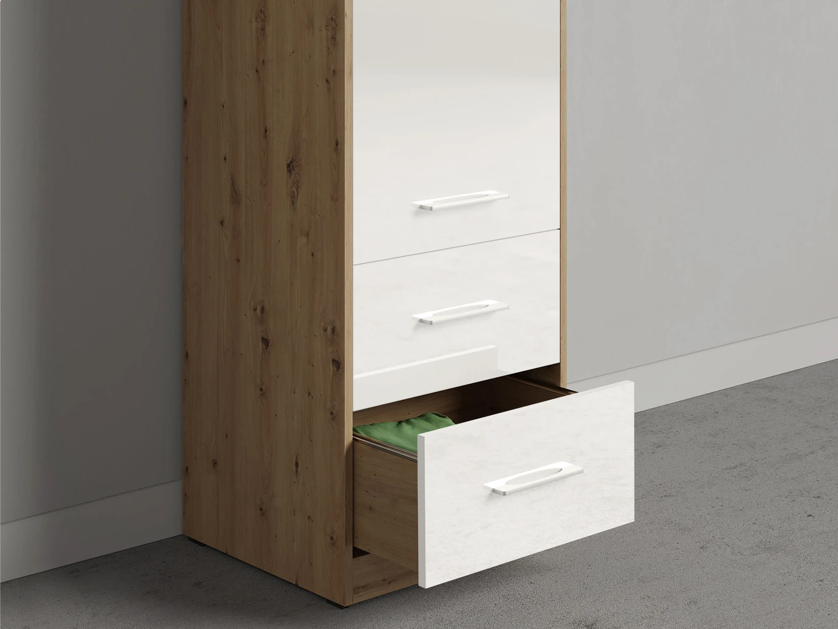 Cabinet 50 cm wide (Standard 45 cm depth) Wild Oak / White Gloss picture 5