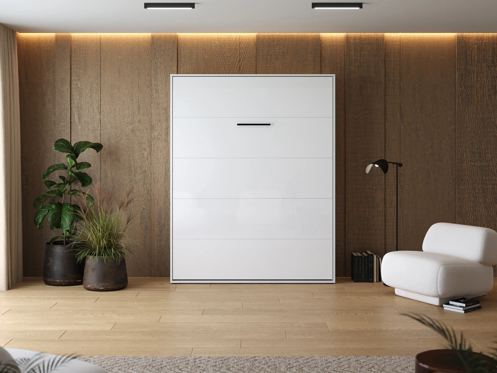 Murphy Bed 160x200 Vertical (M1) White / White Gloss  picture 3
