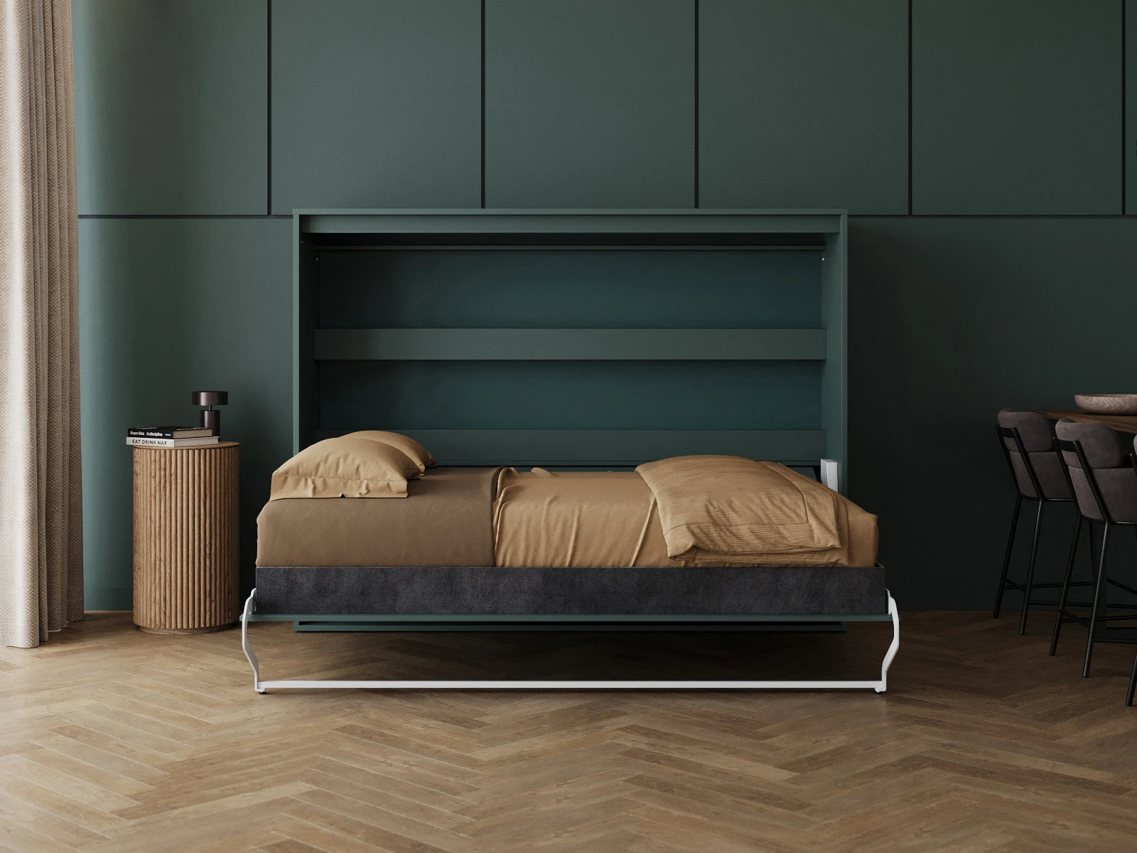 Murphy Bed 140x200 Horizontal (M2 55cm depth) Rock green picture 5