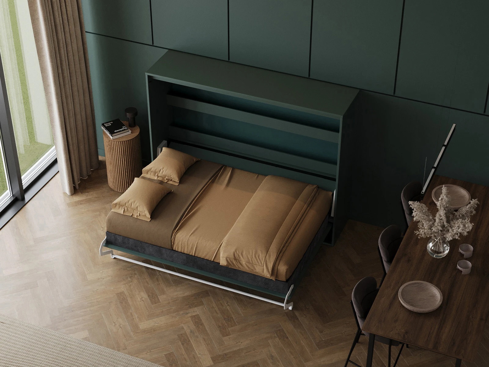 Murphy Bed 140x200 Horizontal (M2 55cm depth) Rock green picture 7