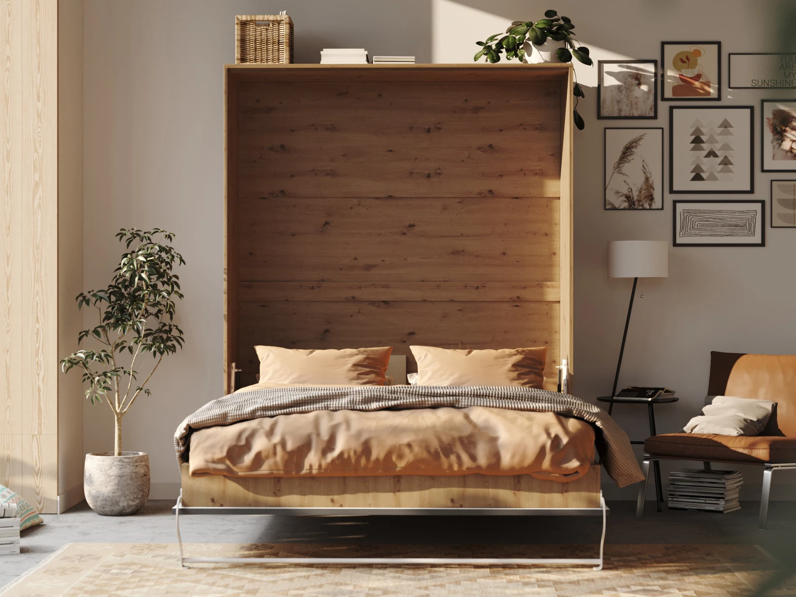 Murphy bed 160x200V Depth 55cm  Wild Oak/Anthracite picture 4