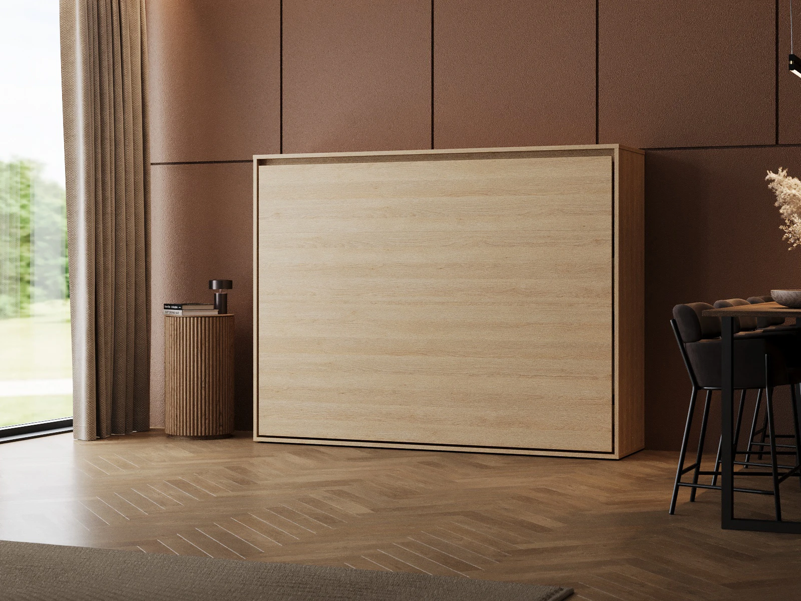 1 Murphy Bed 140x200 Horizontal (M2 55cm depth) Kaiserberg Oak