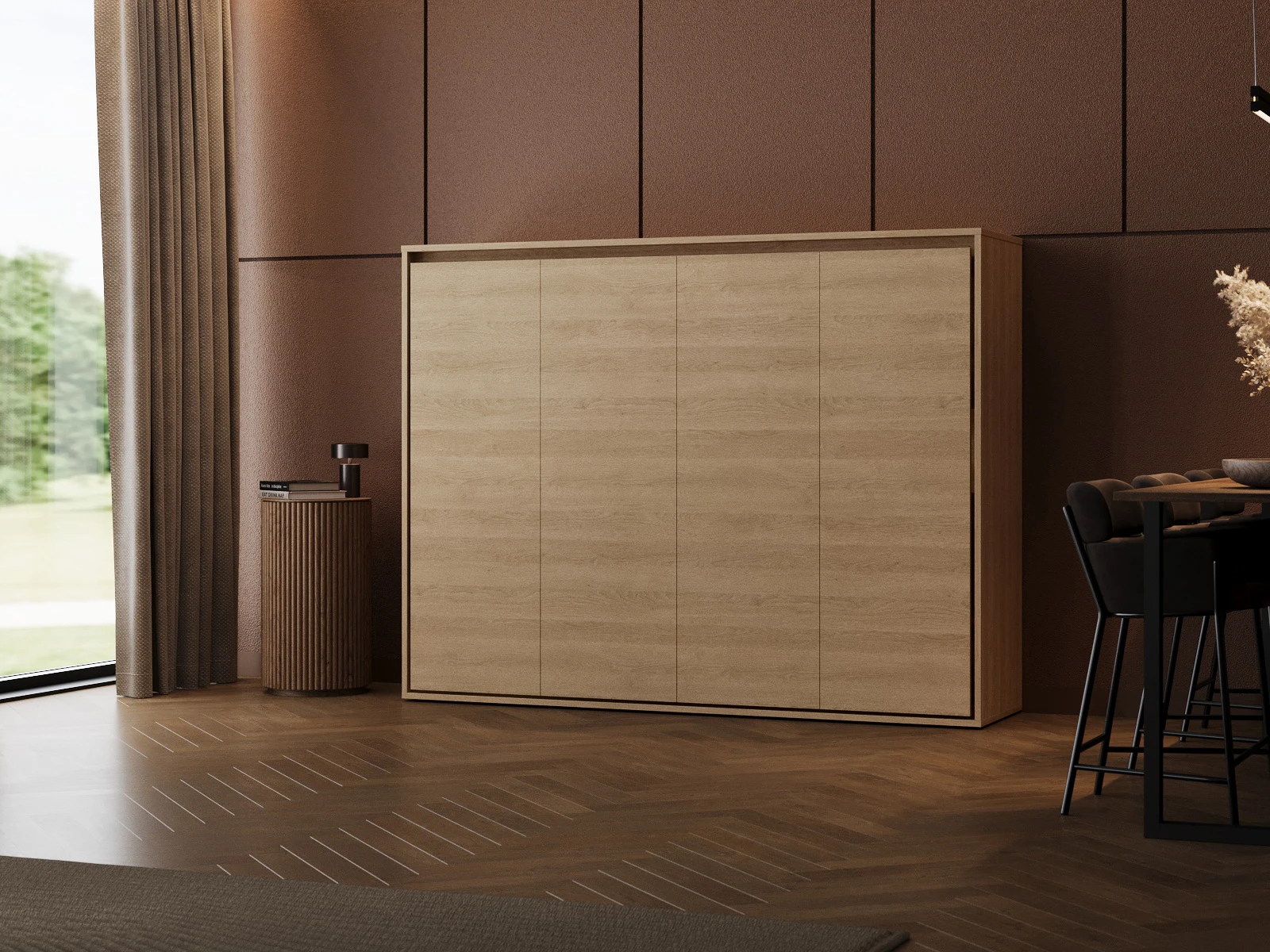 2 Murphy Bed 140x200 Horizontal (M2 55cm depth) Kaiserberg Oak