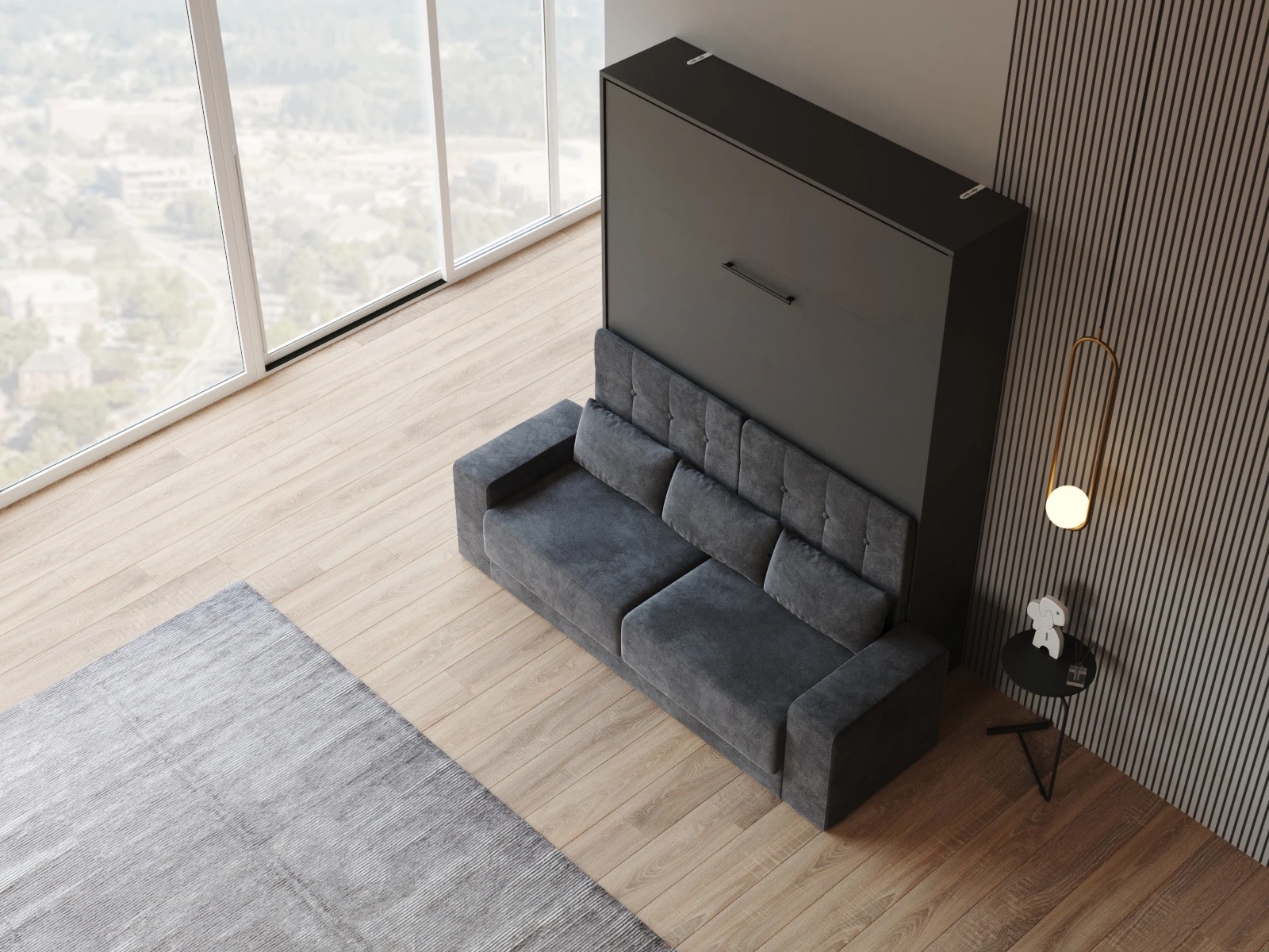 Murphy Bed with Sofa Anthracite (M1 40cm depth) 160x200 Vertical Anthracite  picture 6