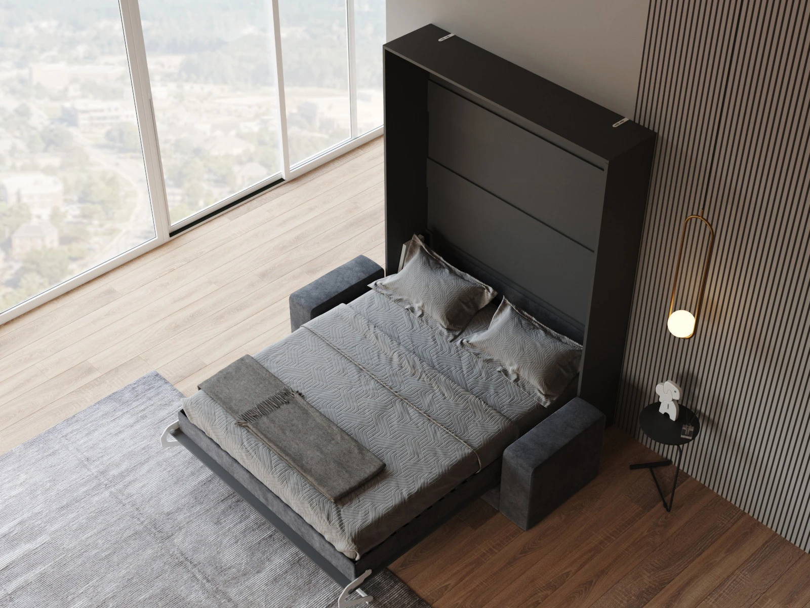 Murphy Bed with Sofa Anthracite (M1 40cm depth) 160x200 Vertical Anthracite  picture 7