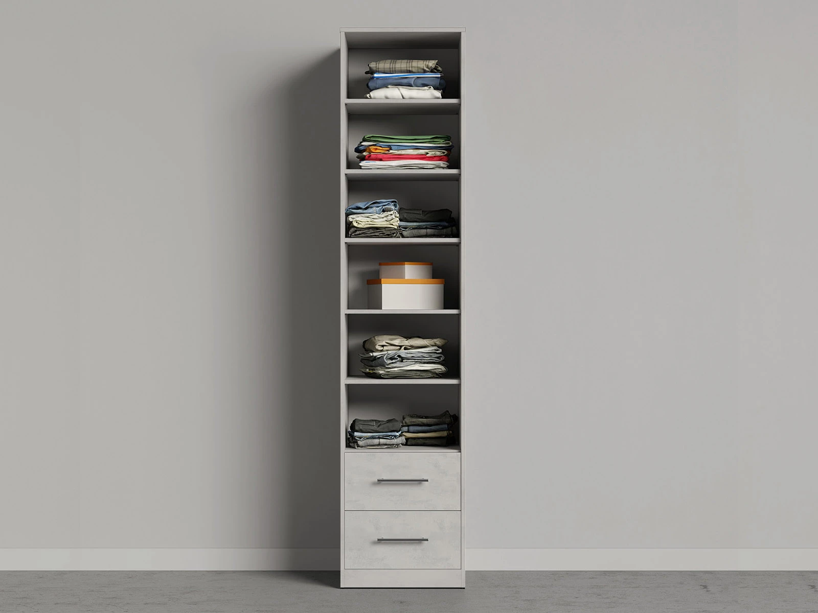 2 Cabinet 50cm with 1 door and 2 drawers Concrete/Lustre/Concrete