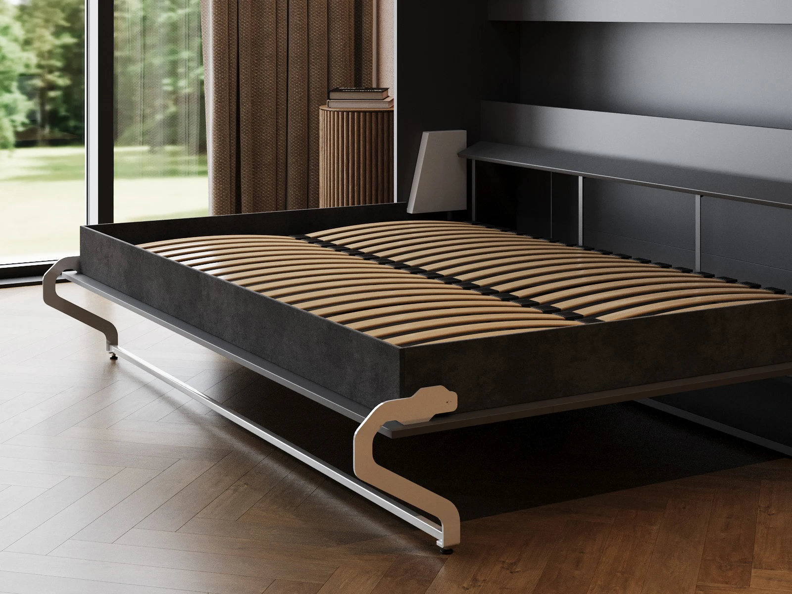 Murphy Bed 140x200 Horizontal (M2 55cm depth) Anthracite picture 15