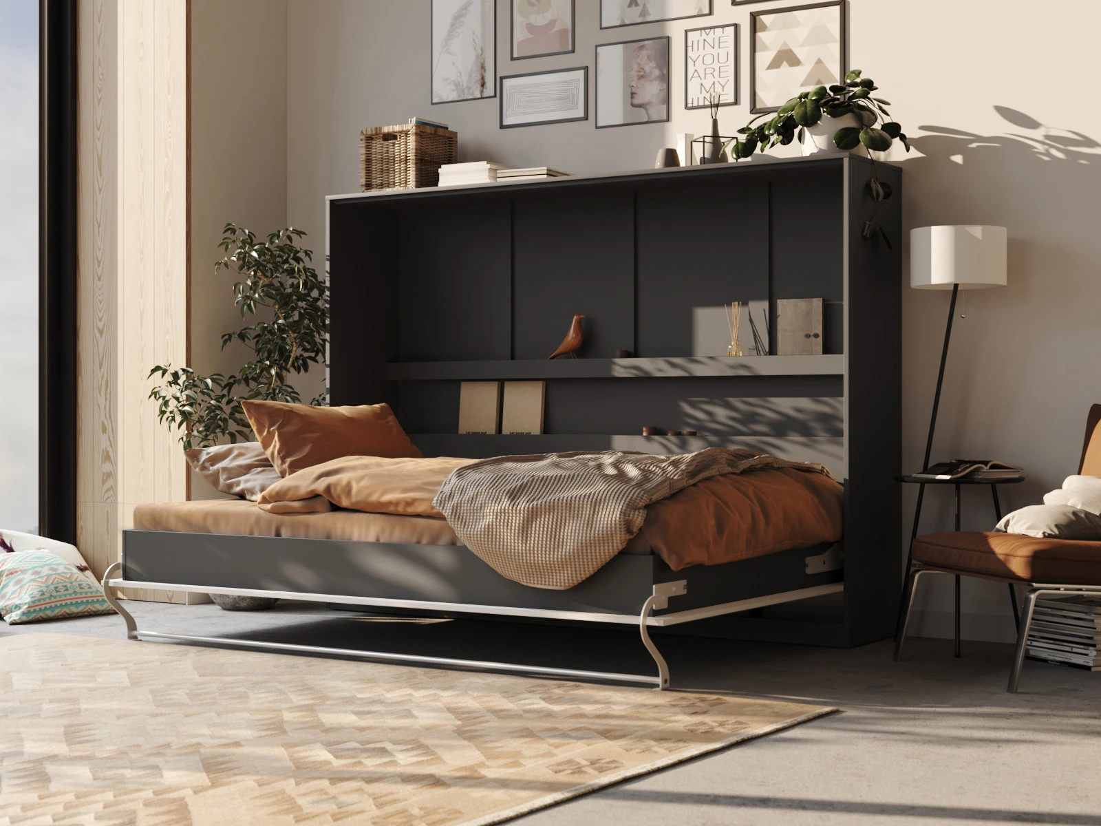 Murphy bed 140x200H Depth 45cm Anthracite/White picture 2