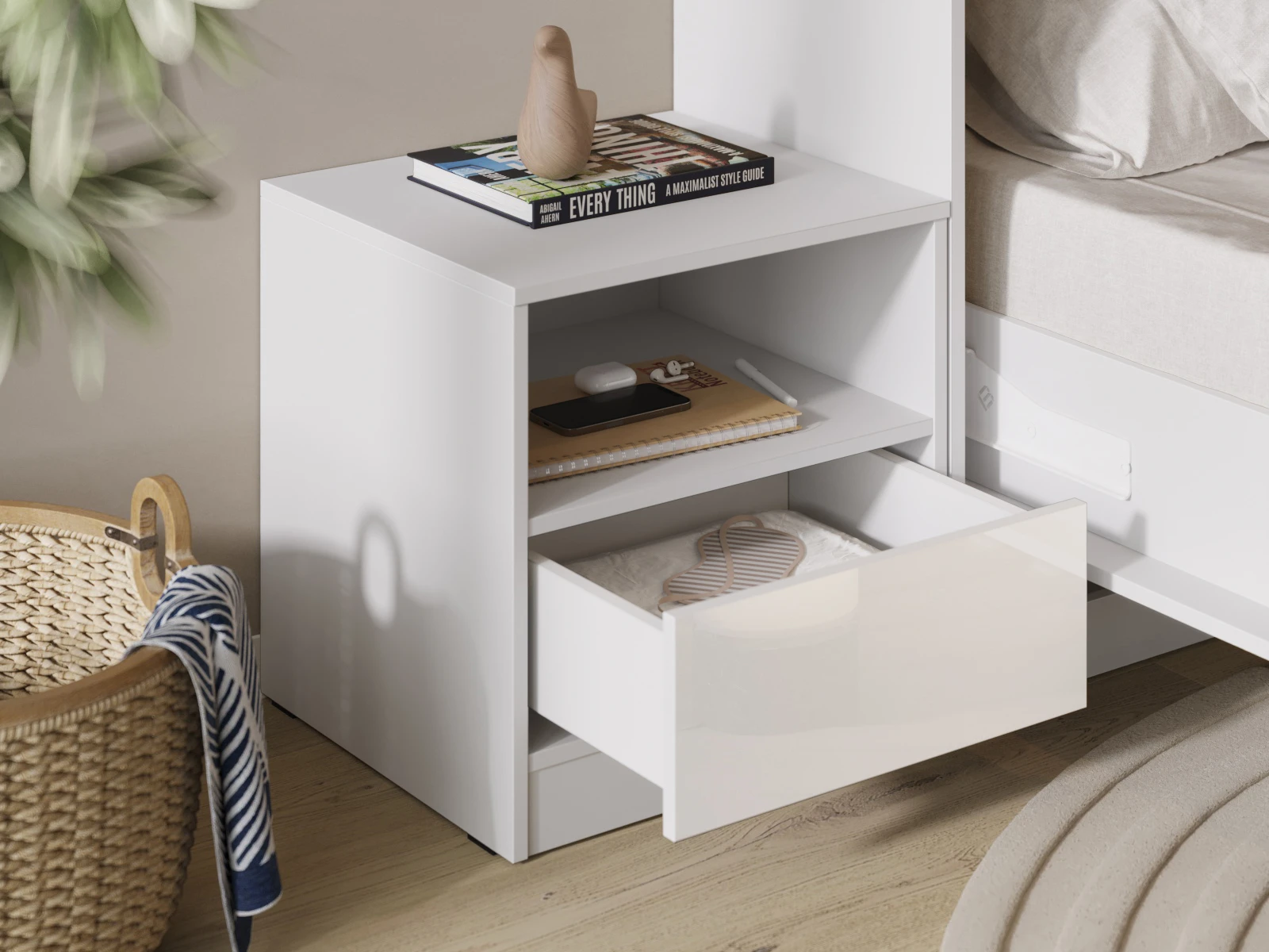 Bedside table Standard White/White Gloss picture 3