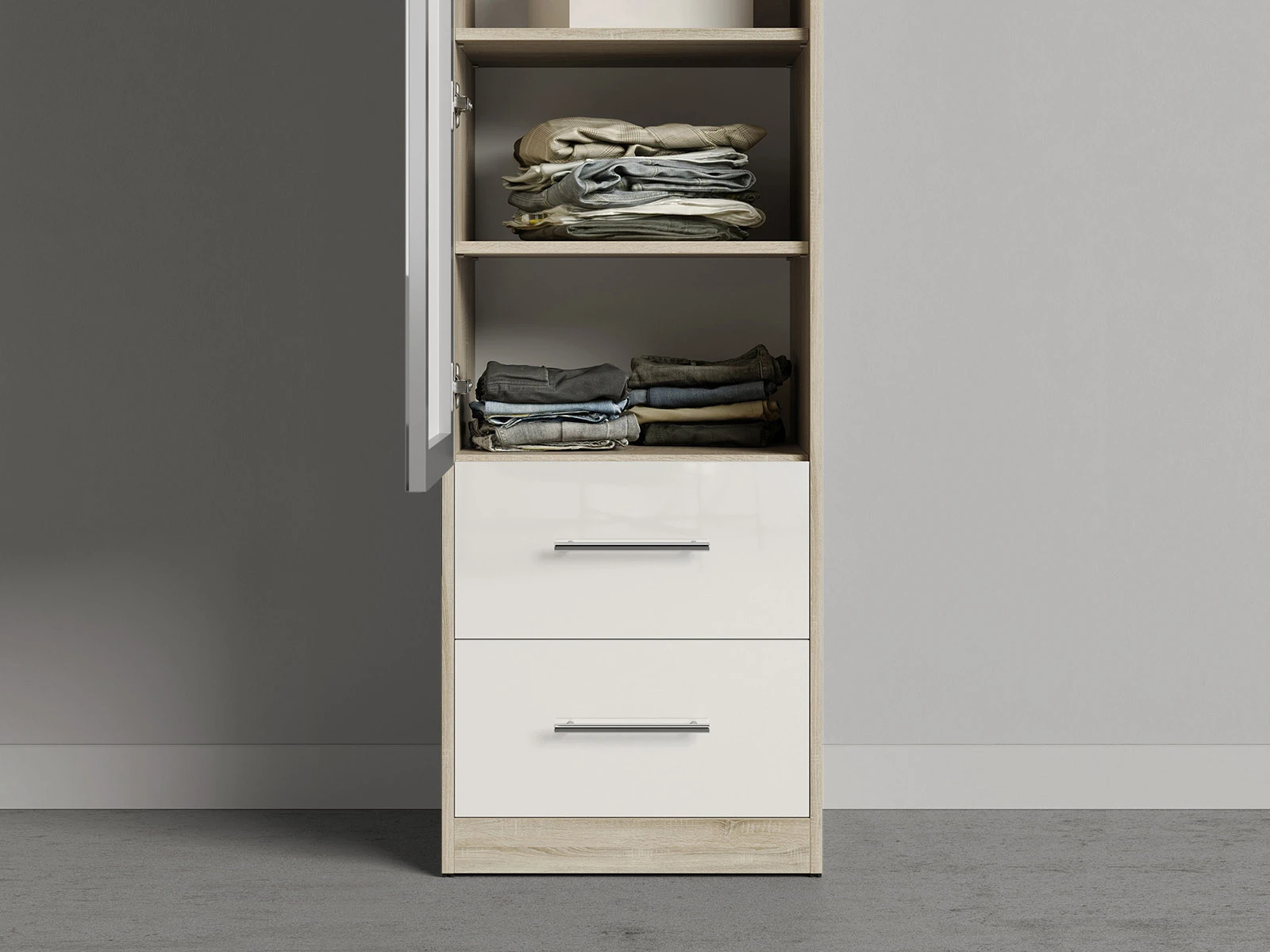 Cabinet 50 cm (Standard 45 cm depth) Oak Sonoma / Mirror / White Gloss picture 7