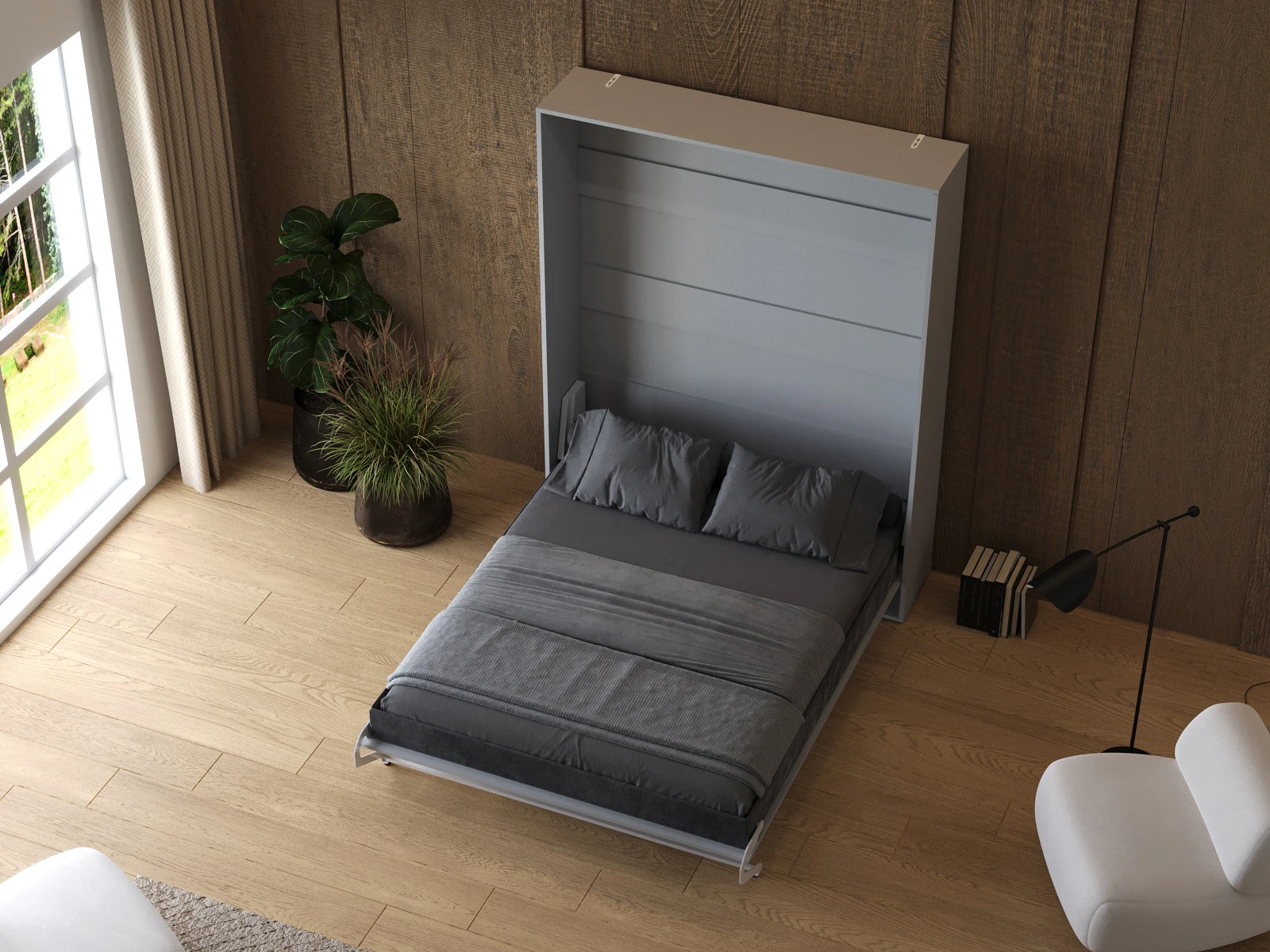 Murphy Bed 160x200 Vertical (M1) Pearl Grey
 picture 7