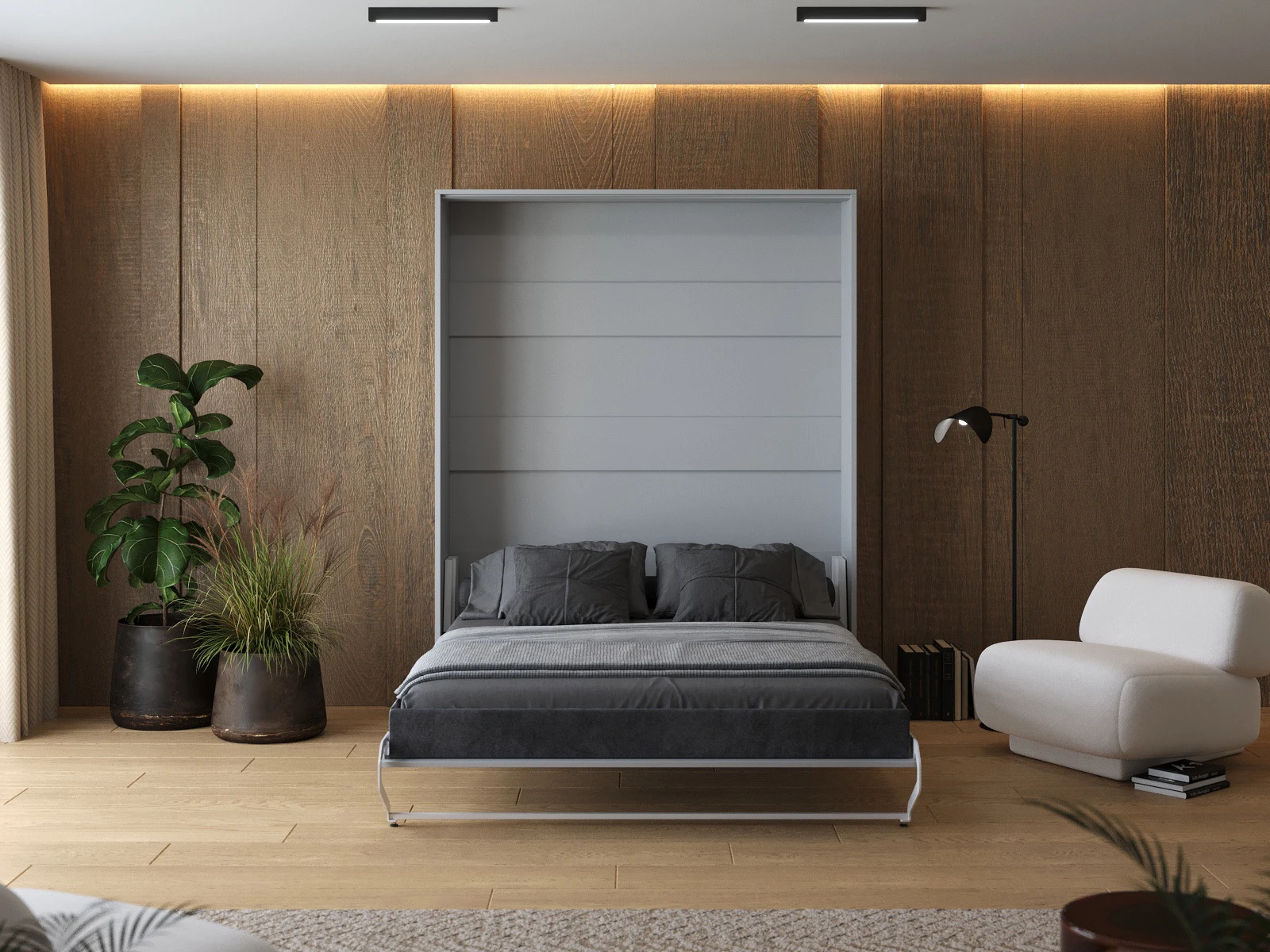Murphy Bed 160x200 Vertical (M1) Pearl Grey
 picture 5