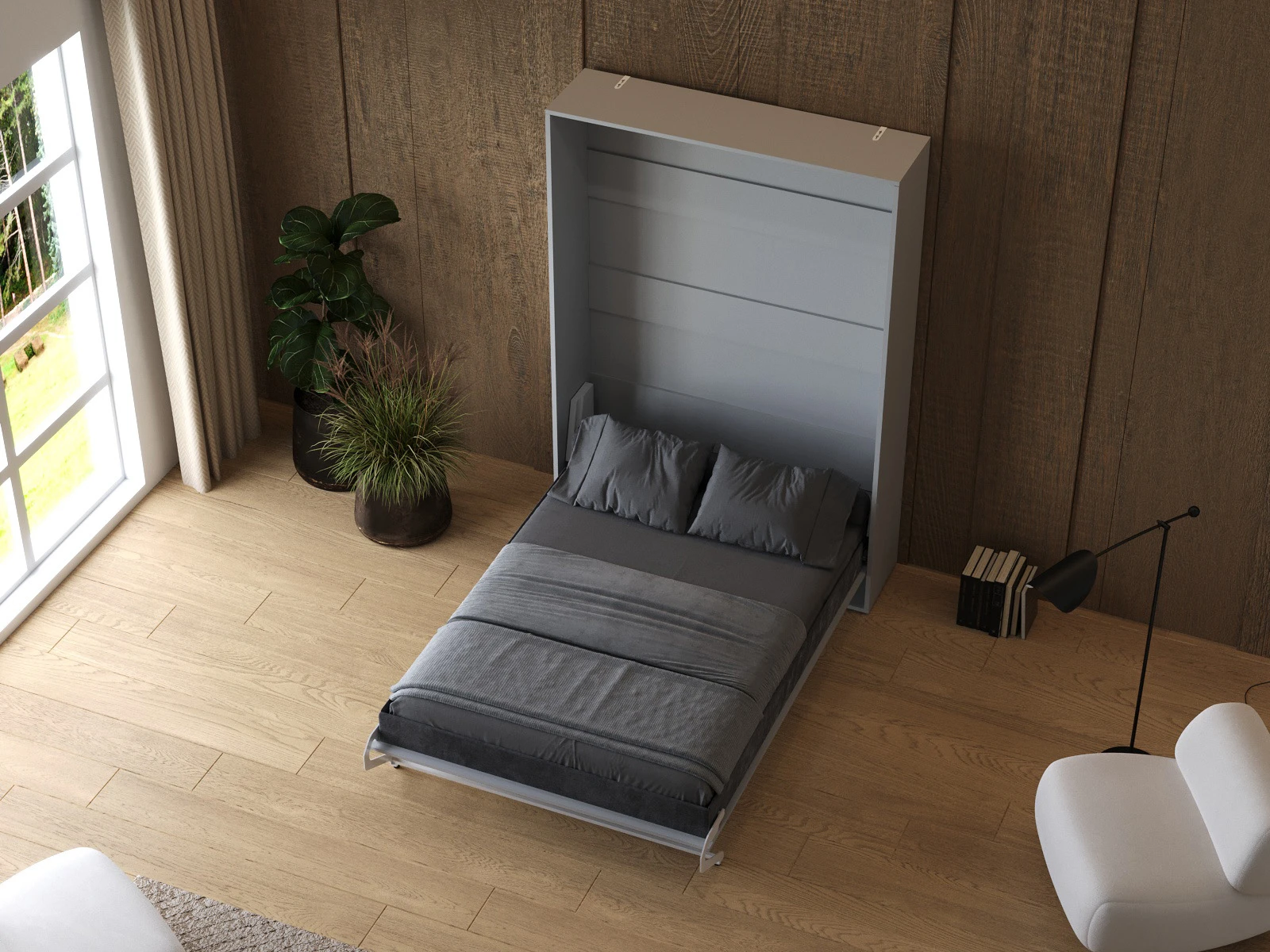 Murphy Bed 140x200 Vertical (M1 40cm depth) Pearl Grey picture 7