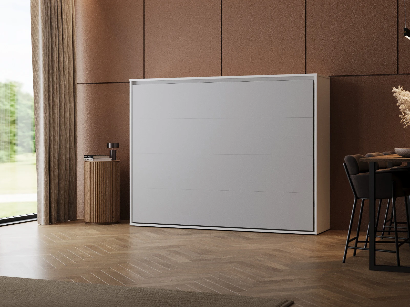 Murphy Bed 140x200 Horizontal (M2 55cm depth) White/pearl Grey picture 1