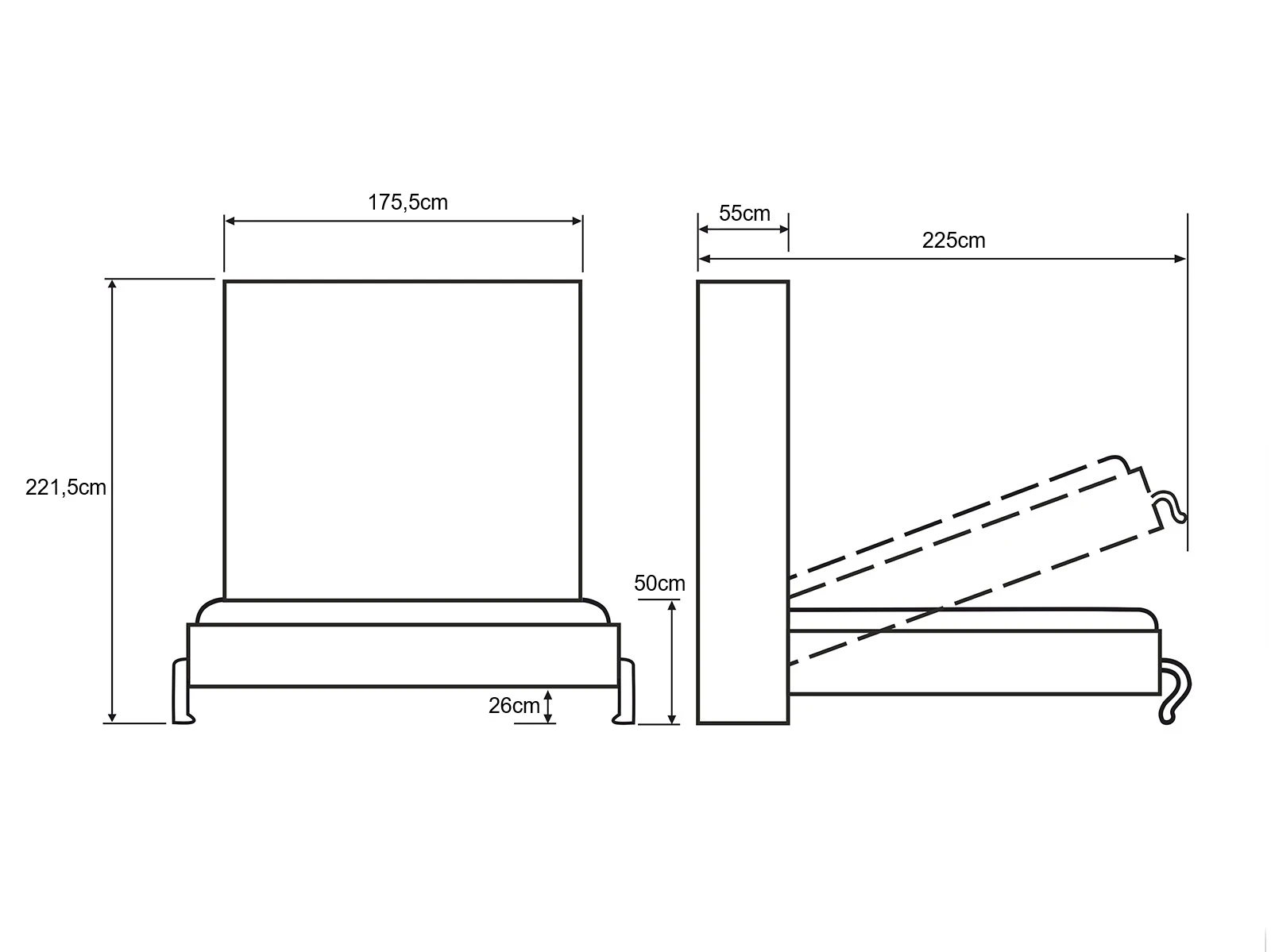 Murphy Bed 160x200 Vertical (Standard 55 cm depth) Wild Oak / White Gloss picture 11