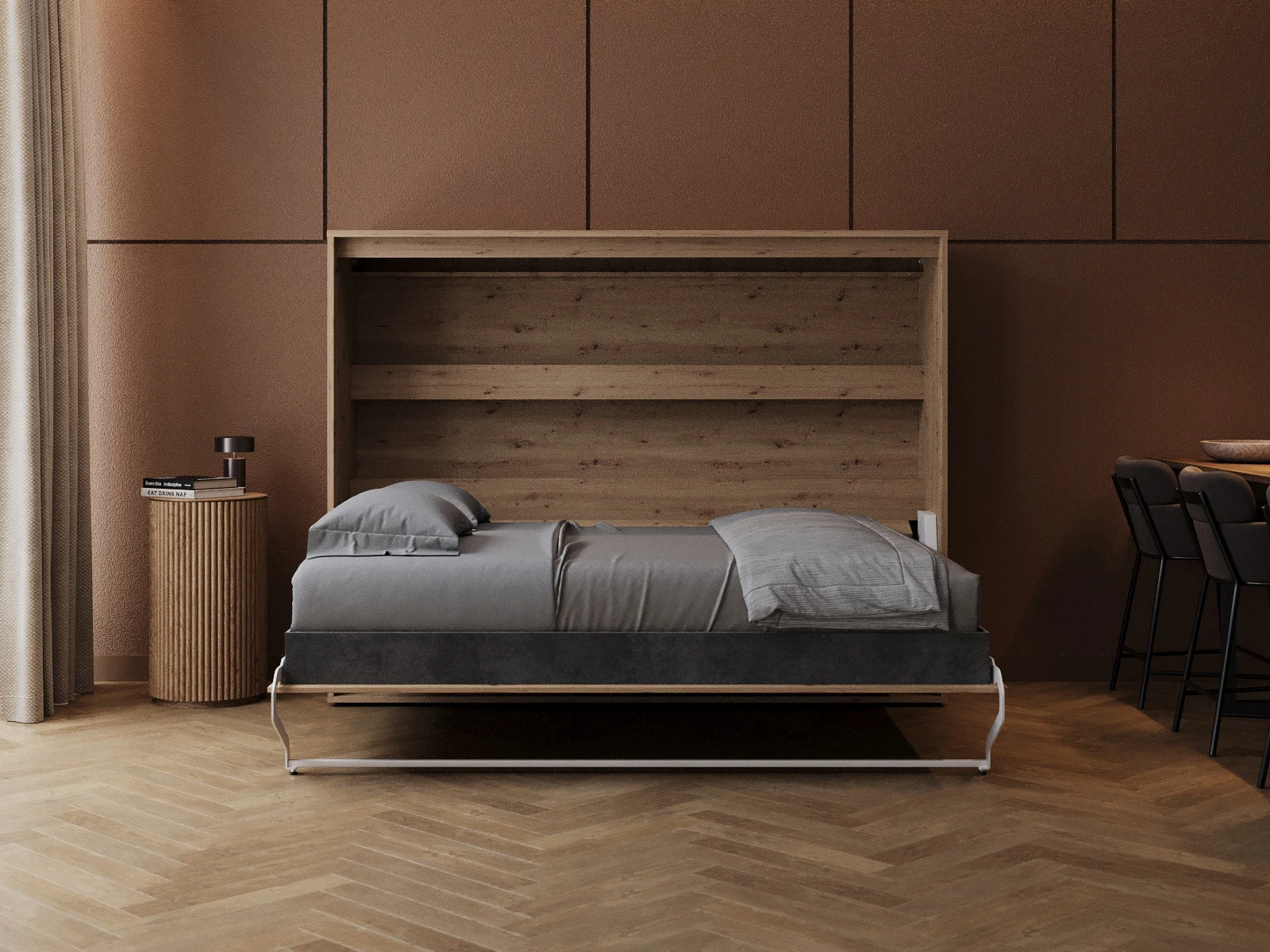 Murphy Bed 140x200 Horizontal (M2 55cm depth) Wild Oak picture 5