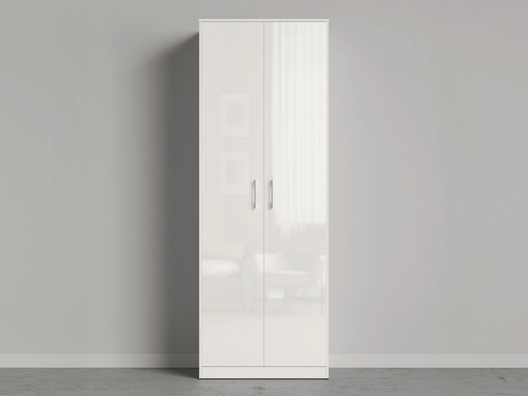 1 Closet 80x200 cm (Standard 45 cm depth) White / White Gloss
