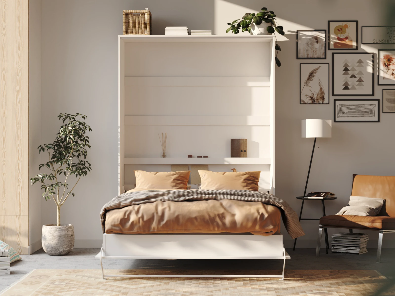 Murphy Bed 140x200 Vertical (Standard 45 cm depth) White picture 4