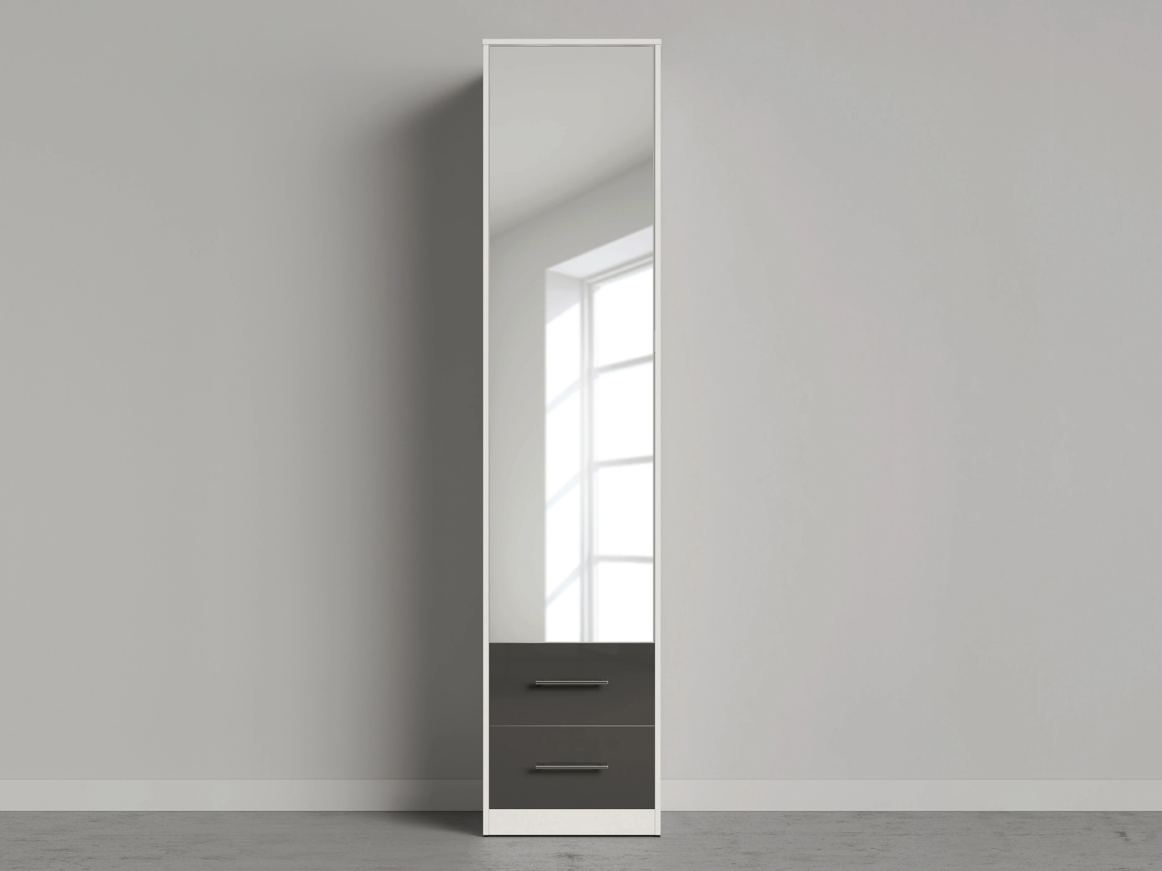1 Cabinet 50cm with 1 door 2 drawers White/Mirror/Anthracite Gloss