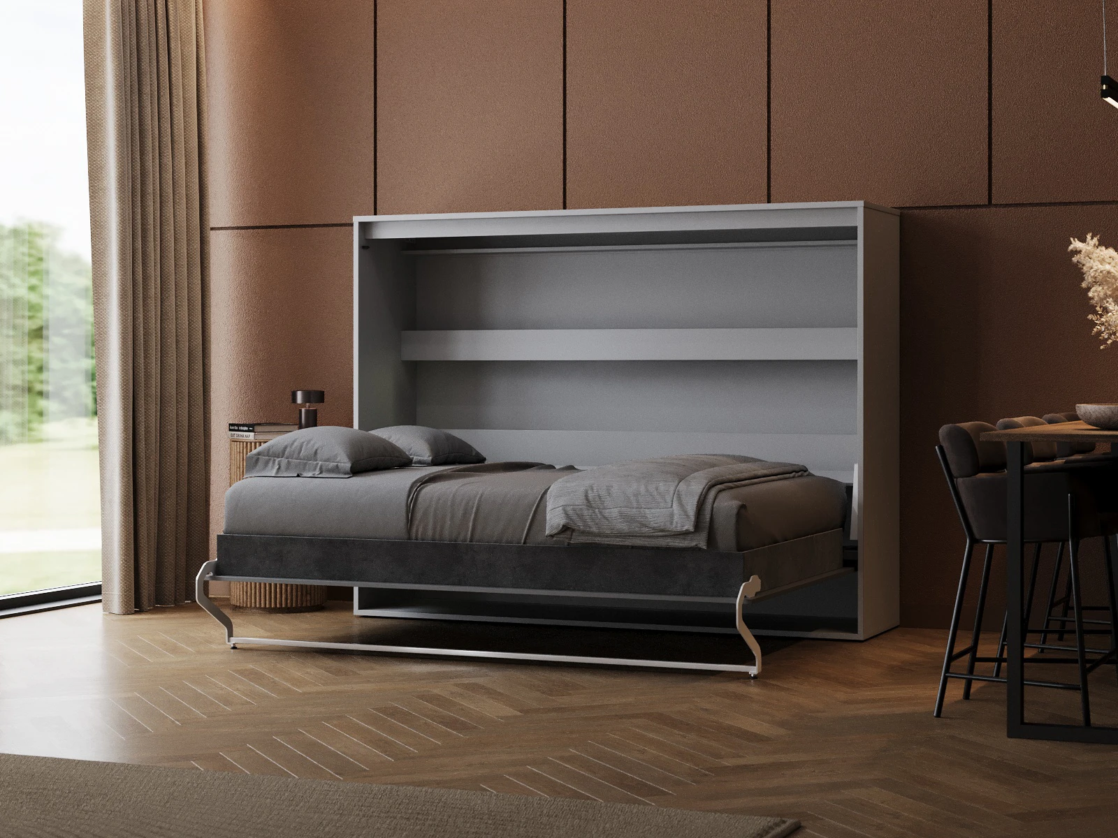 2 Murphy Bed 140x200 Horizontal (M2 55 cm depth) Pearl Grey/Anthracite
