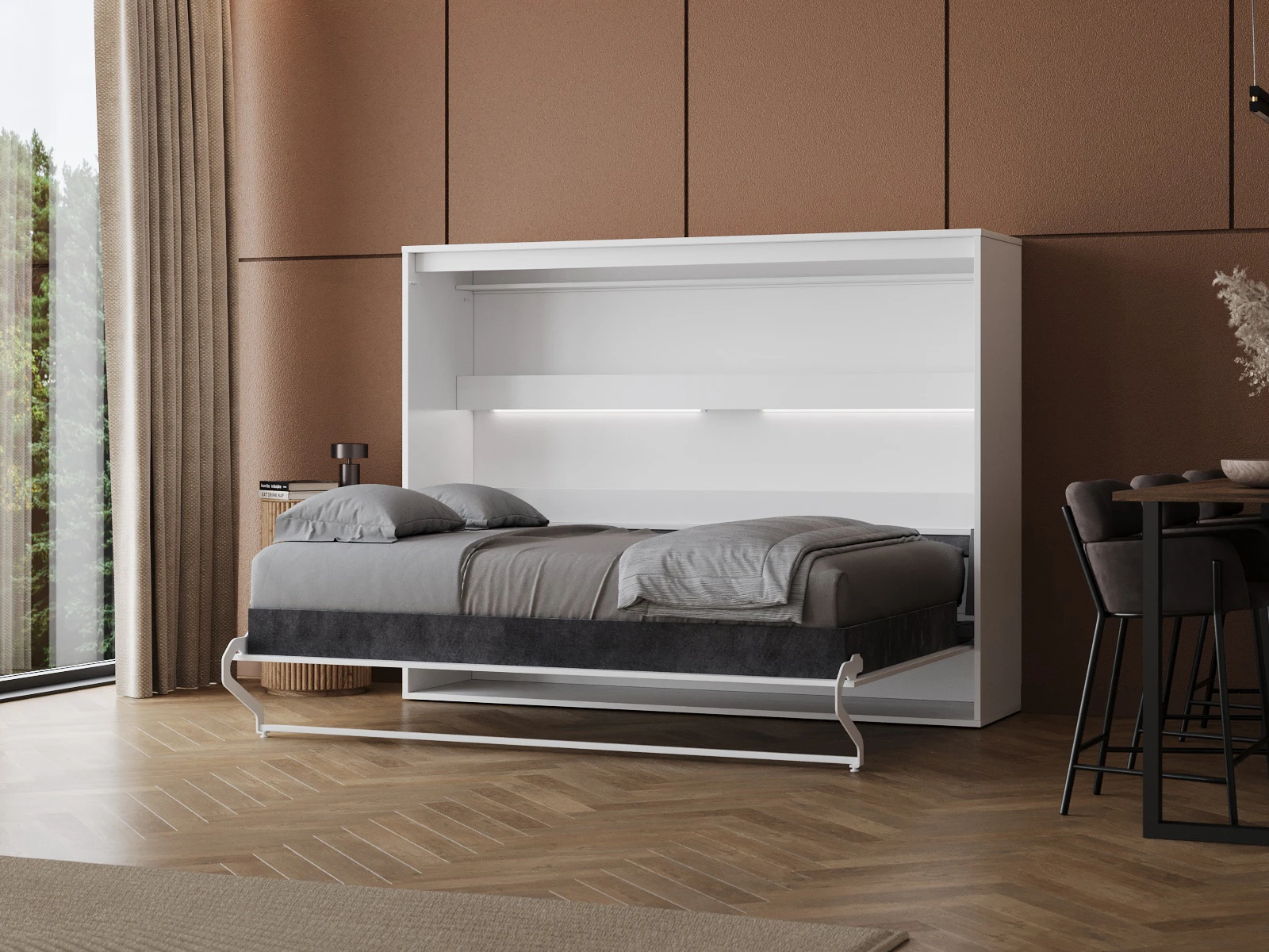 Murphy Bed 140x200 Horizontal (M2 55cm depth) White picture 2