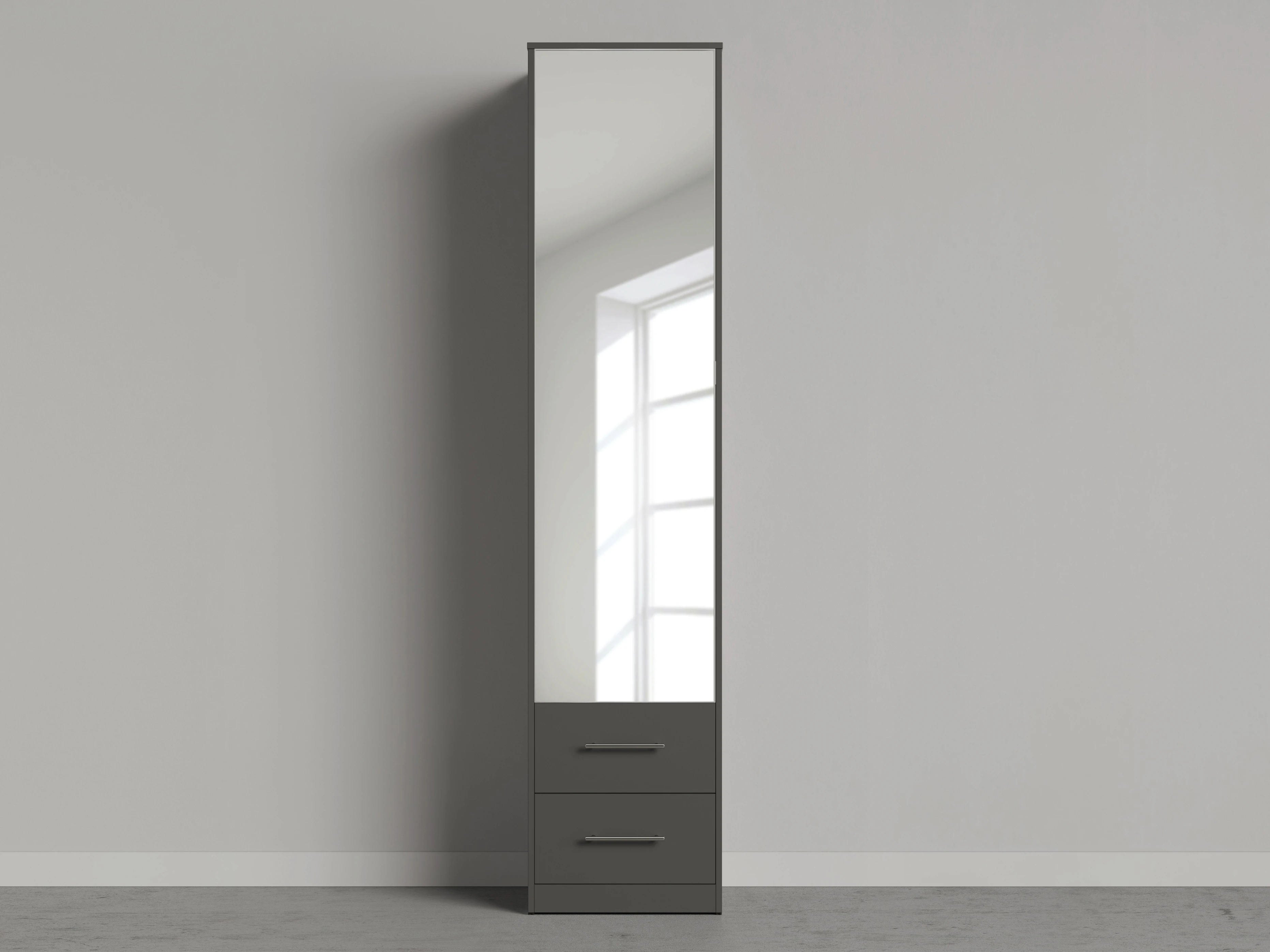 1  Cabinet 50cm with 1 door and 2 drawers Anthracite/Mirror/Antracite