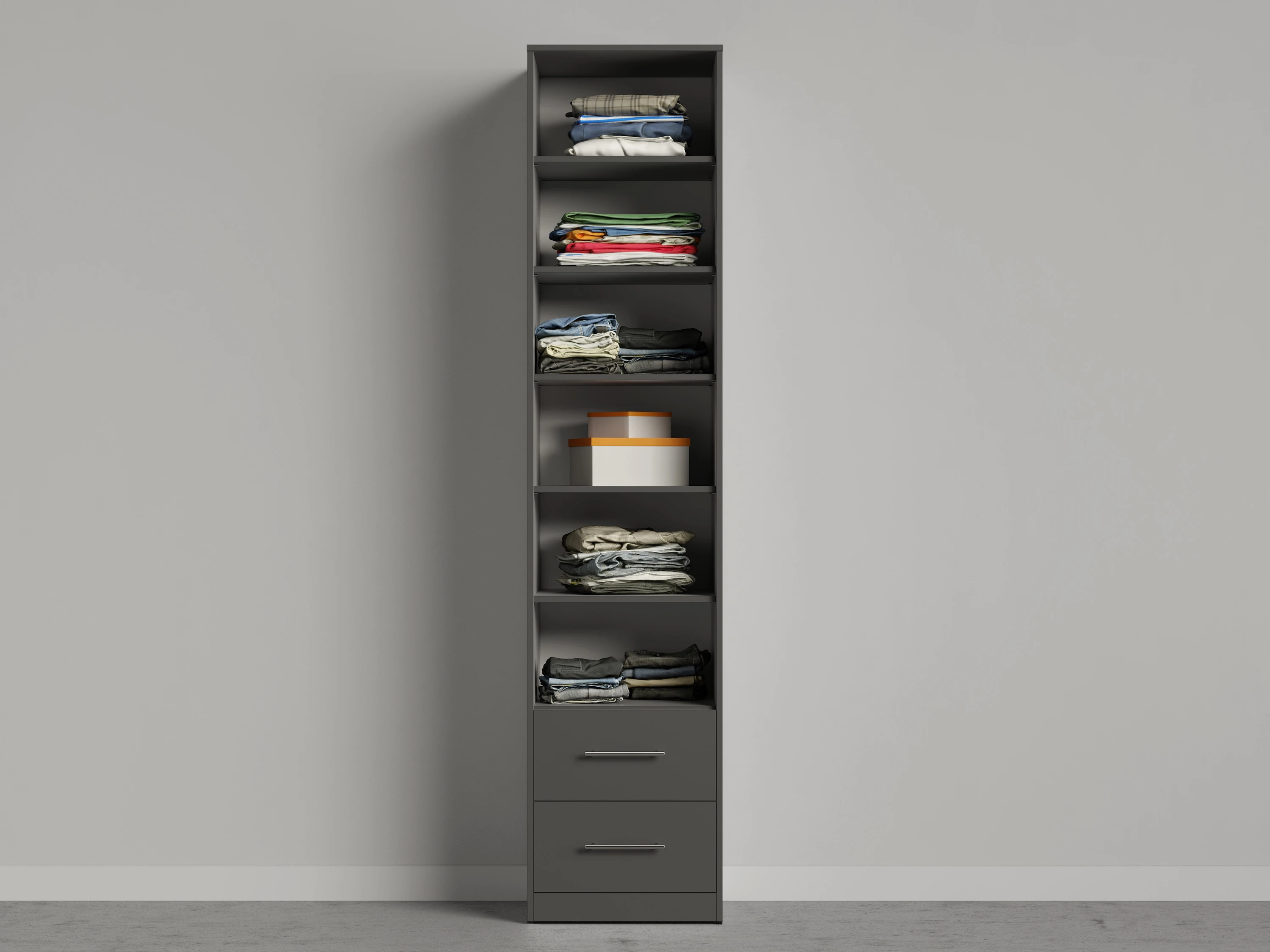 2  Cabinet 50cm with 1 door and 2 drawers Anthracite/Mirror/Antracite