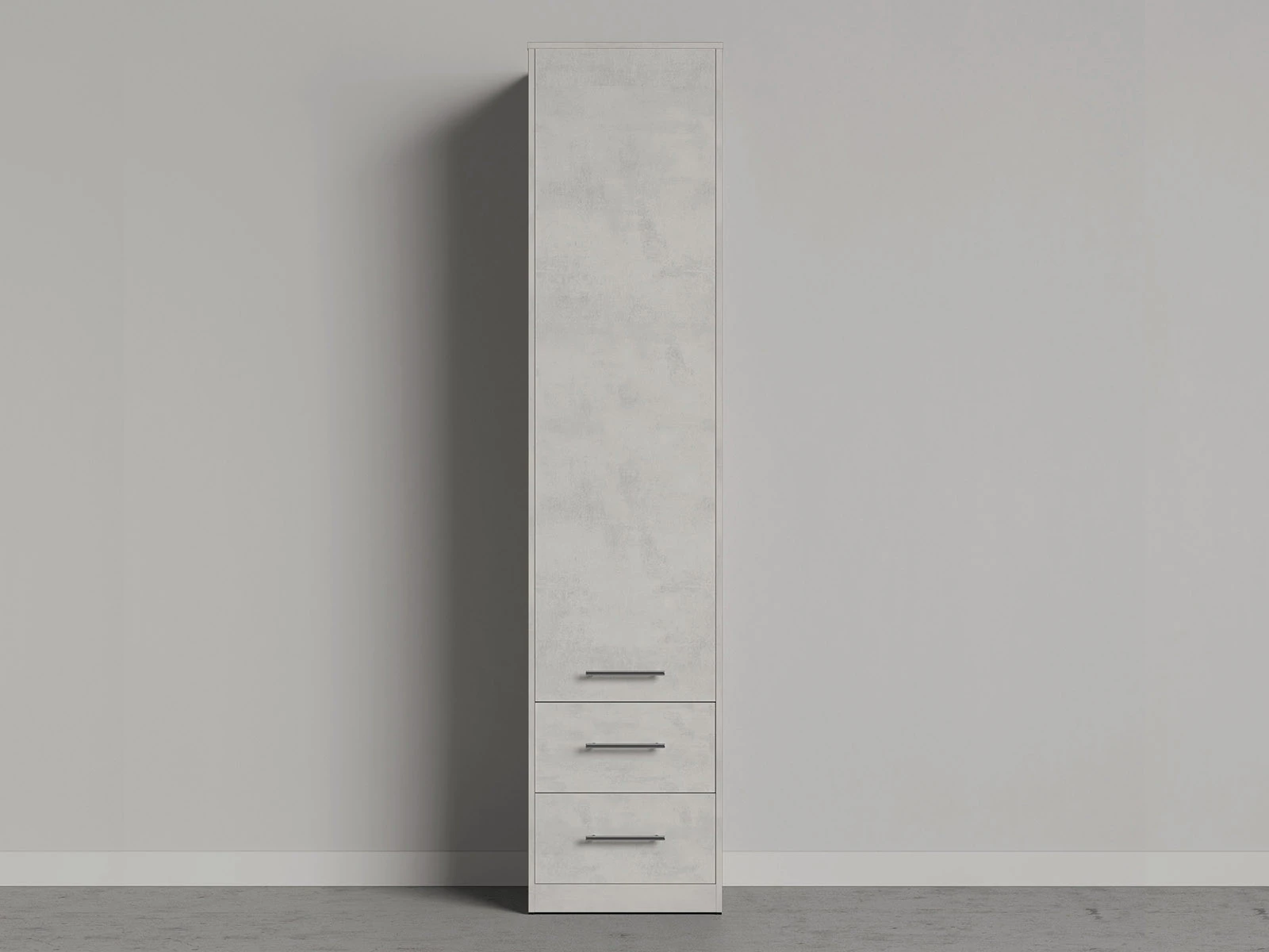 1 Closet 50x220 cm (Standard 45 cm depth) White / Concrete