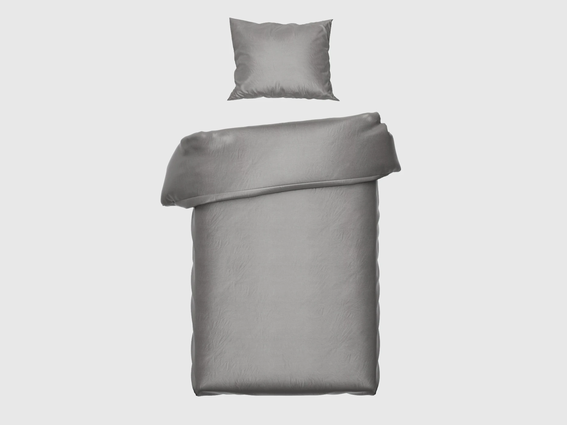 1 Satin bed linen 155x220 cm silver-grey (2-piece) with zipper 