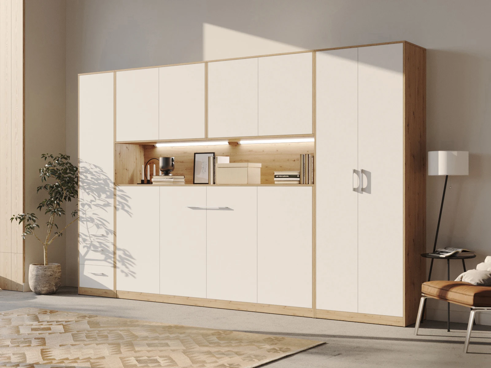Wall Cabinet with 2 doors Wild Oak / White  picture 1