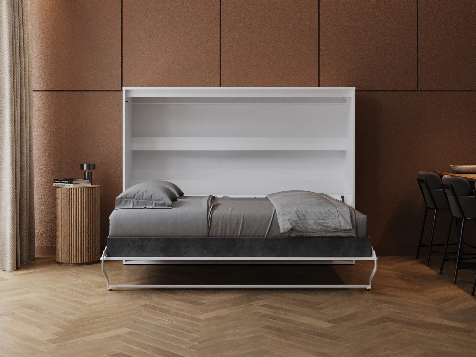 Murphy Bed 160x200 Horizontal (M2 55cm depth) White  picture 5