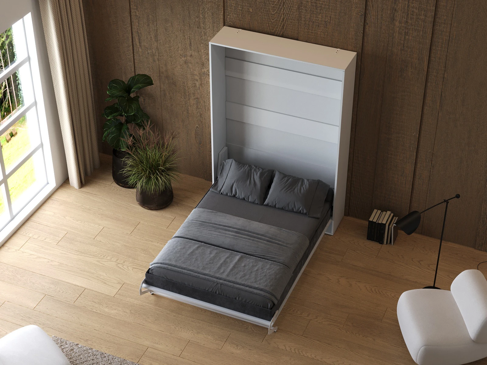 Murphy Bed 140x200 Vertical (M1 40cm depth) White  picture 7