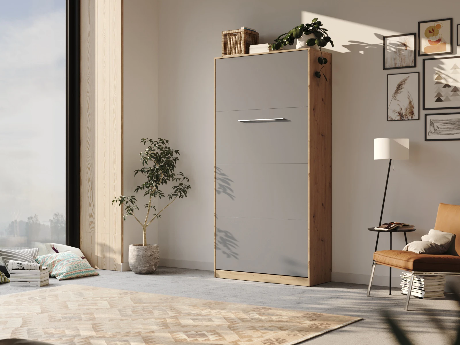 Murphy bed 90x200V Depth 45cm Wild oak/Anthracite picture 1