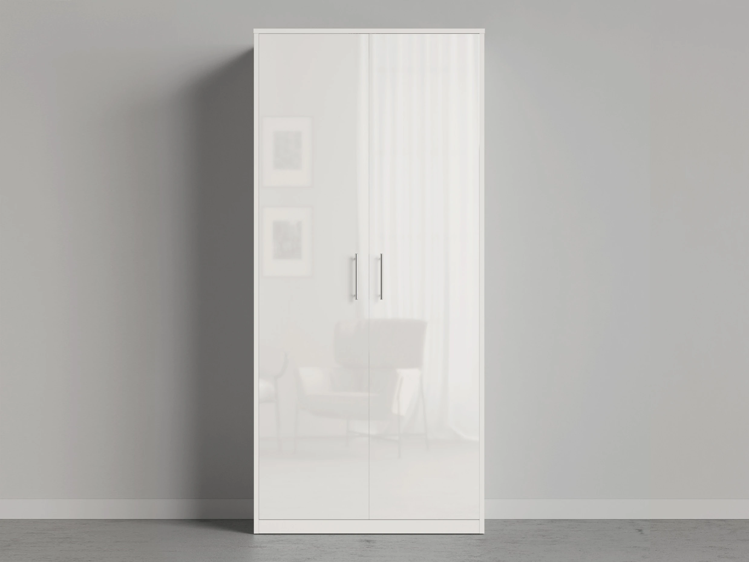 1 Closet 100x220 cm (Standard 45 cm depth) White / White Gloss