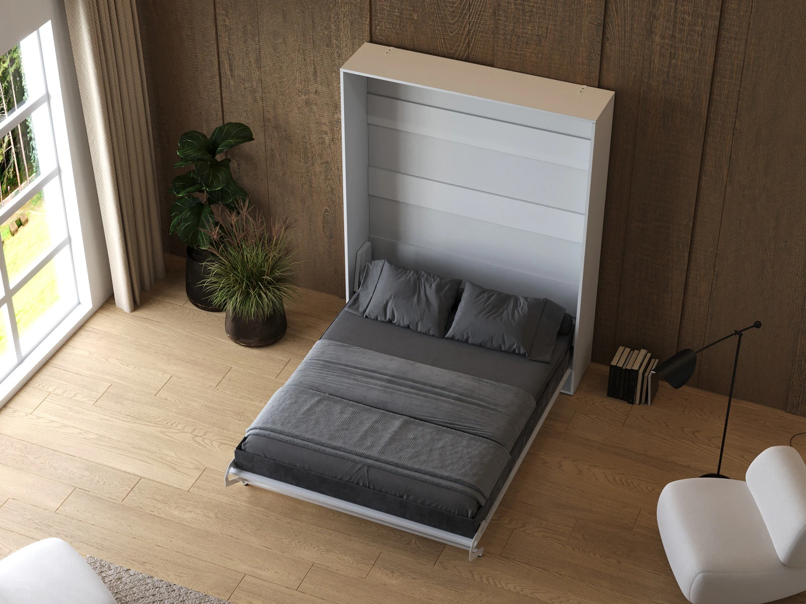 Murphy Bed 160x200 Vertical (M1) White  picture 6